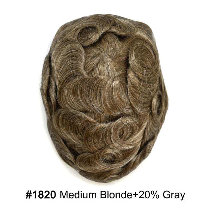 LYRICAL HAIR US Stock 0.06mm Ultra Thin Skin Hair System for Men V-Looped Knots Mens Hairpieces Toupee for Men