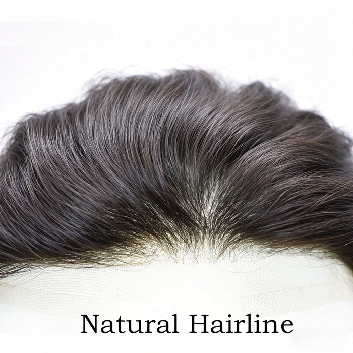 LYRICAL TOUPEE Fine Mono Poly Skin Mens Hair Pieces French Lace Front Hair Replacement System for Mens Toupee Monofilament