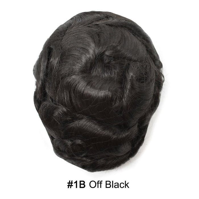 LYRICAL HAIR US Stock Mens Frontal Hairpiece Forehead Hairline Toupee French Lace With PU Natural Hairline For Receding Hairline 4X18cm
