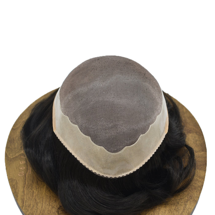 LYRICAL TOUPEE Men Toupee Fine Monofliament Durable Mens Hair System Human Hair Mens Hairpiece