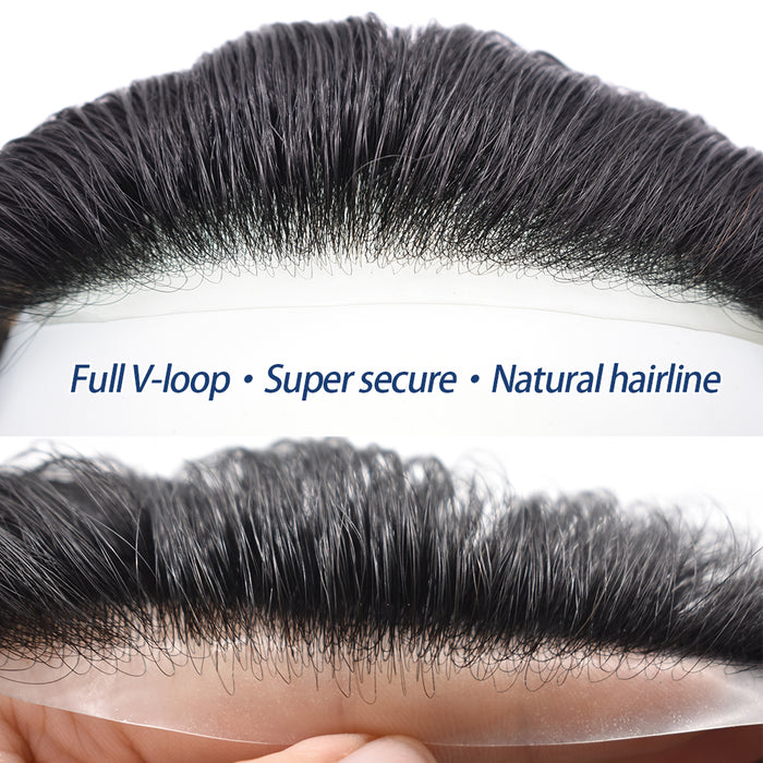 LYRICAL TOUPEE US Stock Men Frontal Hair System V-Looped PU Toupee for Men Natural Hairline Mens Toupee