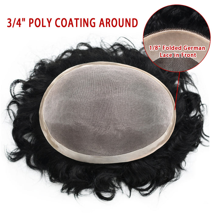 LYRICAL TOUPEE US STOCK Afro Toupee For Black Men Fine Monofilament Men Wave Hair Unit Poly Coated Kinky Curly Hairpiece