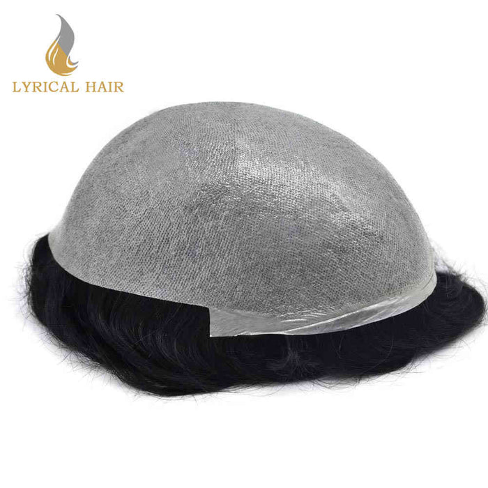 LYRICAL HAIR Mens Toupee 0.04mm Ultra Thin Skin Hair System for Men V-Looped Knots Natural Hairline Mens Hairpieces