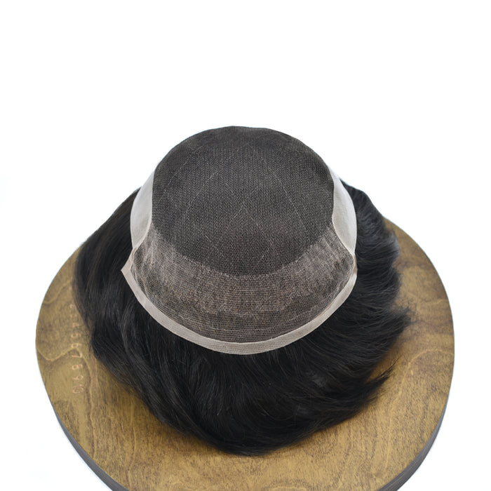 LYRICAL TOUPEE US Stock French Lace With Poly Coated Hair System For Men Natural Hairline Bleached  Knots Toupee for Men