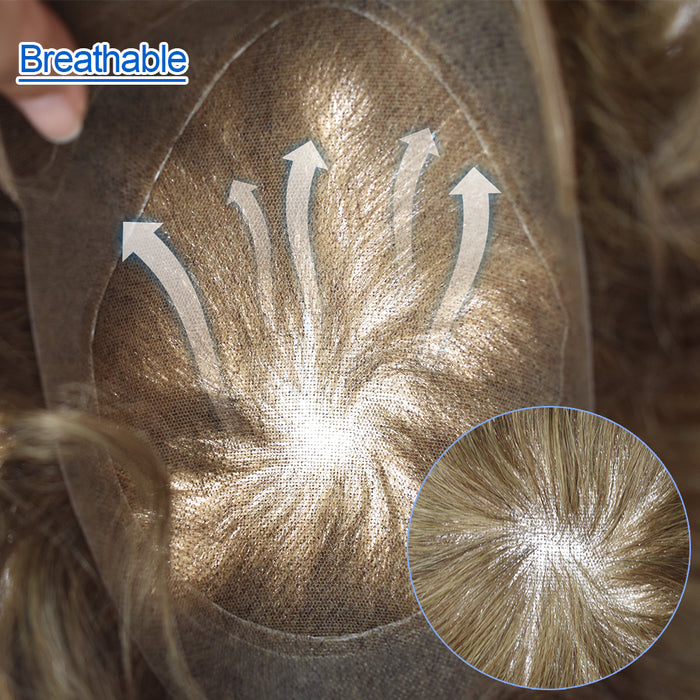 LYRICAL TOUPEE Mens Hair Replacement Systems French Lace Front Toupee For Men Hair Pieces Invisible Hair System For Men Bleached Knots