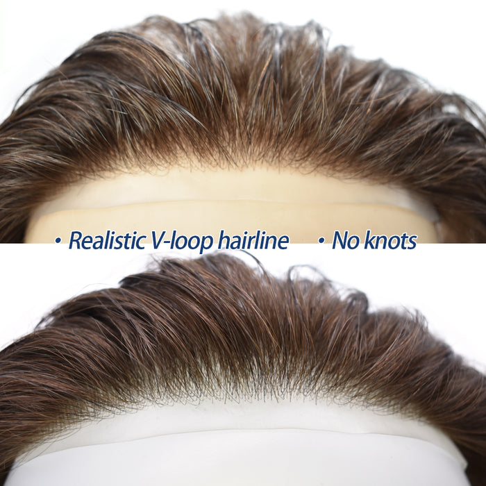 LYRICAL TOUPEE US Stock Men Frontal Hair System V-Looped PU Toupee for Men Natural Hairline Mens Toupee