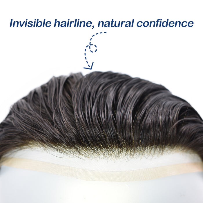 LYRICAL TOUPEE US Stock Fine Mono Hair System for Men PU Coated Perimeter 1/4ft Welded Mono Lace Front Mens Hairpieces