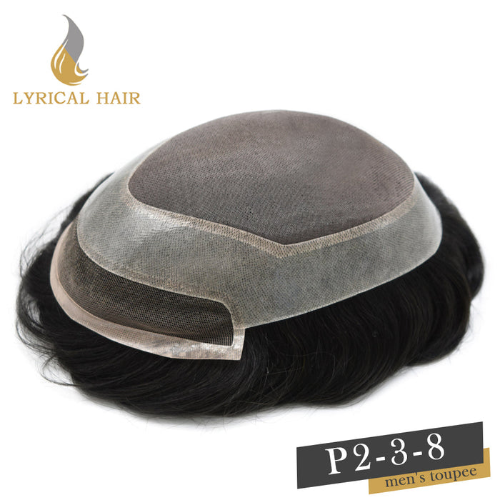 LYRICAL HAIR Mens Toupee Hair Pieces Durable Silk Fine Monofilament Hair Systems For Men