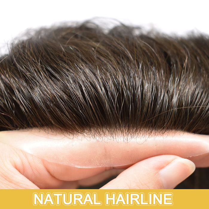 LYRICAL TOUPEE French Lace Hair Piece For Men Remy Human Hair Breathable Toupee V-Looped Front Natural Hairline Men Hair Replacement System