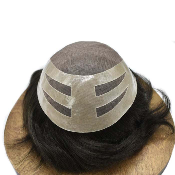 LYRICAL TOUPEE US STOCK Mens Hair System Fine Monofilament Front Mens Human Hair Toupee Non-Surgical Hair Replacement For Mens Hairpiece