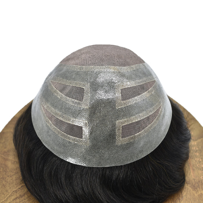 LYRICAL TOUPEE US STOCK Fine Mono Mens Hair Pieces French Lace Front Men Toupee Poly Skin Hair Replacement System for Men