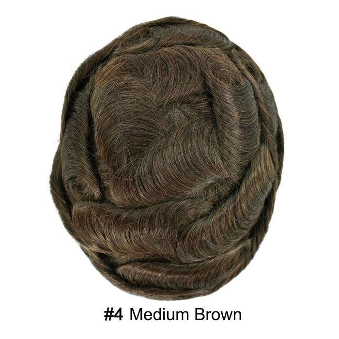LYRICAL HAIR Mens Frontal Hairpiece Forehead Hairline Toupee French Lace With PU Natural Hairline For Receding Hairline 4X18cm