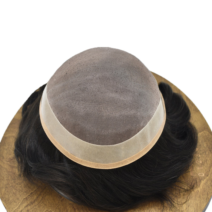 LYRICAL TOUPEE US STOCK Men Toupee Fine Monofliament Durable Mens Hair System Human Hair Mens Hairpiece