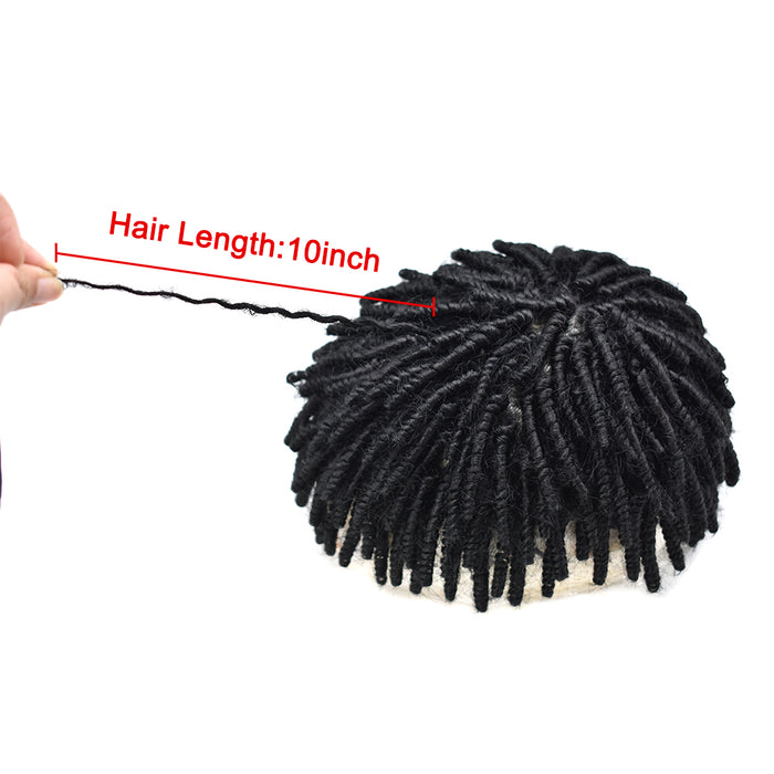 LYRICAL TOUPEE Afro Curl Toupee For Black Men Crochet Braid African American Afro Wavy Men Toupee Hairpieces Full Poly Thin Skin Mens Hair System