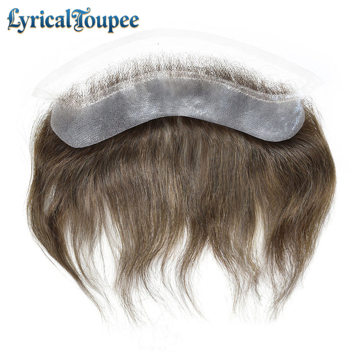 LYRICAL TOUPEE US Stock Mens Frontal Hairpiece Forehead Hairline Toupee French Lace With PU Natural Hairline For Receding Hairline 4X18cm
