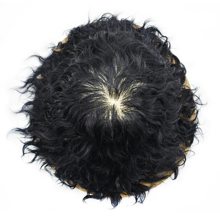 LYRICAL TOUPEE US STOCK Afro Toupee For Black Men Fine Monofilament Men Wave Hair Unit Poly Coated Kinky Curly Hairpiece