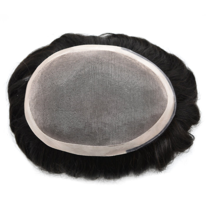 LYRICAL TOUPEE US Stock Hair System For Men Monofilament With NPU Around Lace Folded In The Very Front Hairpiece