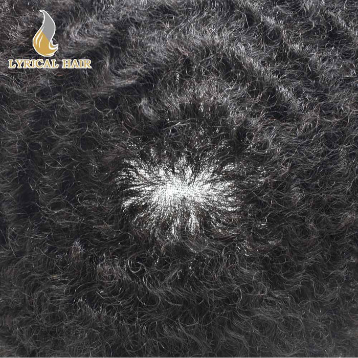 Lyricalhair Afro Men Hair System US Stock French Lace with Injected PU Skin Non Surgical Mens Toupee for African American Mens Hair Unit