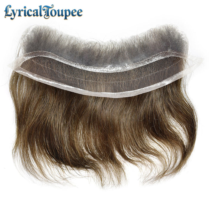LYRICAL TOUPEE US Stock Mens Frontal Hairpiece Forehead Hairline Toupee French Lace With PU Natural Hairline For Receding Hairline 4X18cm