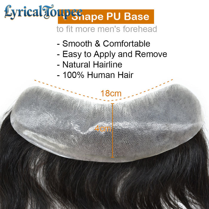 LYRICAL TOUPEE US Stock Men Frontal Hair System V-Looped PU Toupee for Men Natural Hairline Mens Toupee