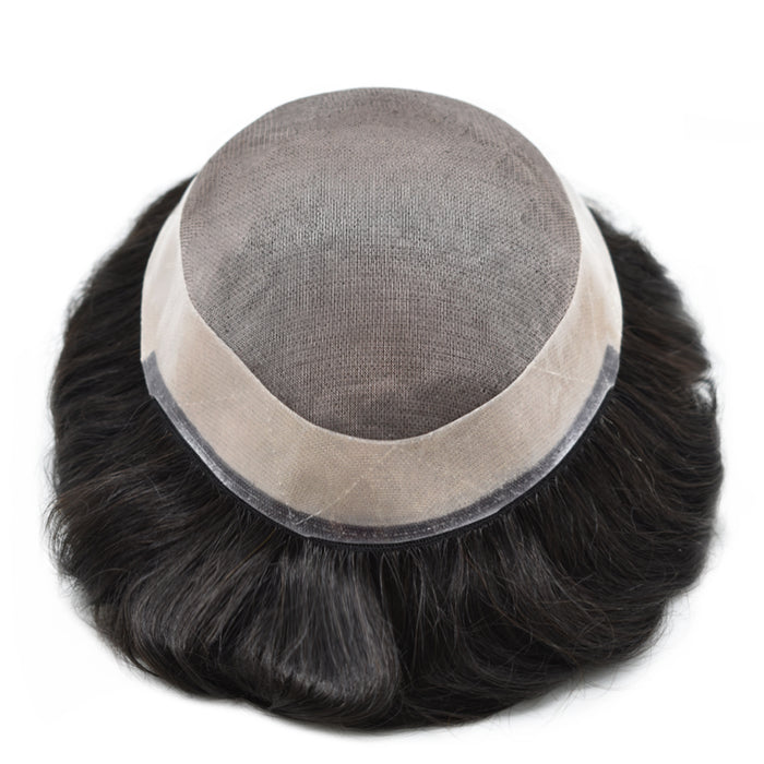 LYRICAL TOUPEE US Stock Hair System For Men Monofilament With NPU Around Lace Folded In The Very Front Hairpiece