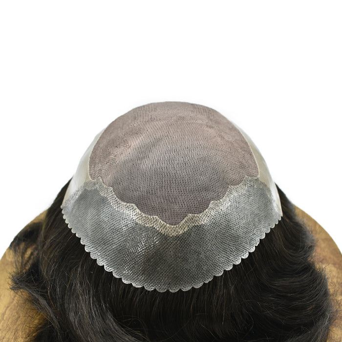 LYRICAL TOUPEE US STOCK Mens Hair System Fine Monofilament Front Mens Human Hair Toupee Non-Surgical Hair Replacement For Mens Hairpiece