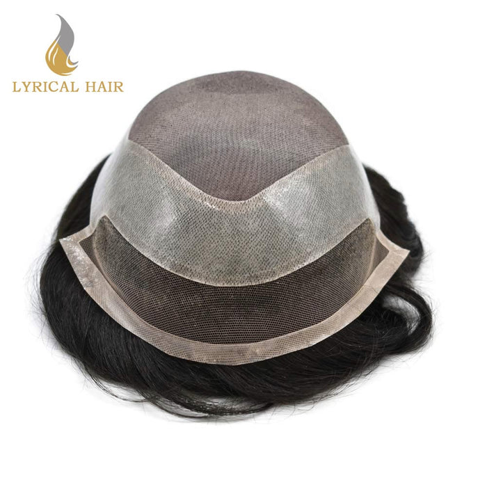 LYRICAL HAIR Mens Toupee Hair Pieces Durable Silk Fine Monofilament Hair Systems For Men