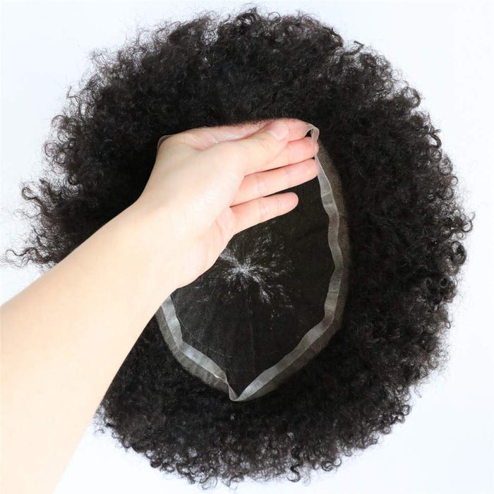 LYRICAL TOUPEE US Stock Afro Curly Toupee For Black Men Full French Lace Hair Units Mens Hairpieces