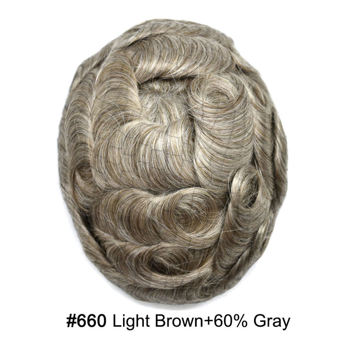 LYRICAL HAIR US Stock 0.06mm Ultra Thin Skin Hair System for Men V-Looped Knots Mens Hairpieces Toupee for Men