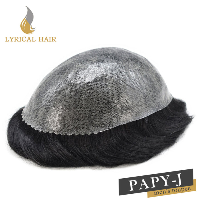 LYRICAL HAIR Men Hair System Full Poly 0.12mm Thickness Men Toupee Hairpieces