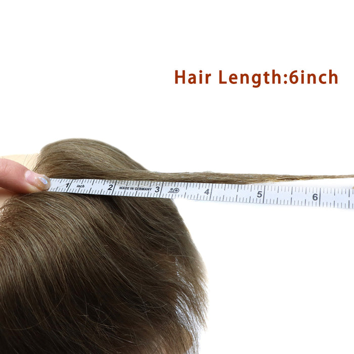LYRICAL HAIR US Stock Mens Frontal Hairpiece Forehead Hairline Toupee French Lace With PU Natural Hairline For Receding Hairline 4X18cm