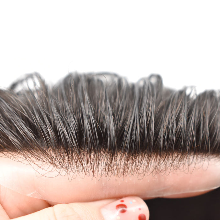 LYRICAL TOUPEE US Stock Human Hairpiece French Lace Mens Toupee Poly Skin Around Mens Hair System