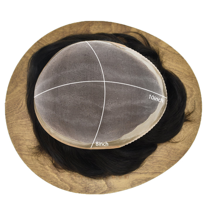 LYRICAL TOUPEE Men Toupee Fine Monofliament Durable Mens Hair System Human Hair Mens Hairpiece