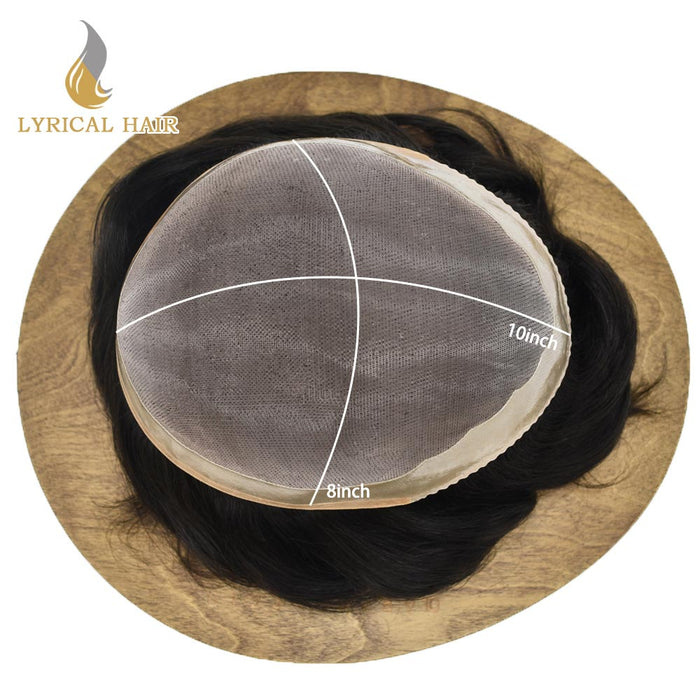 LYRICAL HAIR US STOCK Men Toupee Fine Monofliament Durable Mens Hair System Human Hair Mens Hairpiece