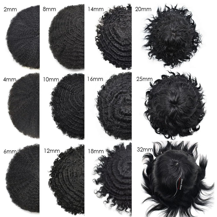 LYRICAL TOUPEE US Stock Afro Toupee for Black Men Full PU Curly Hair Unit For American African Men
