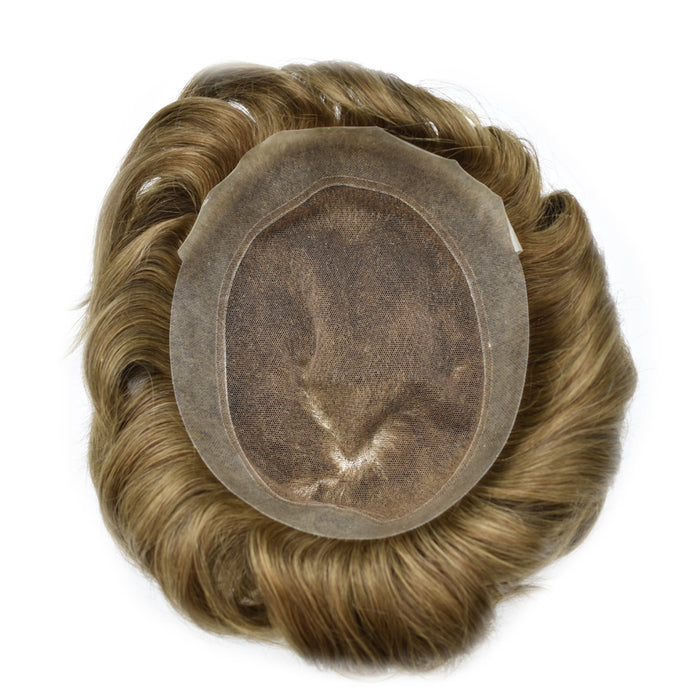LYRICAL TOUPEE US Stock Human Hairpiece French Lace Mens Toupee Poly Skin Around Mens Hair System
