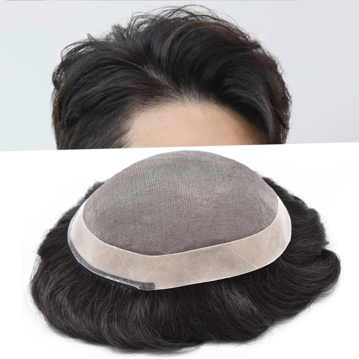 LYRICAL TOUPEE US Stock Hair System For Men Monofilament With NPU Around Lace Folded In The Very Front Hairpiece
