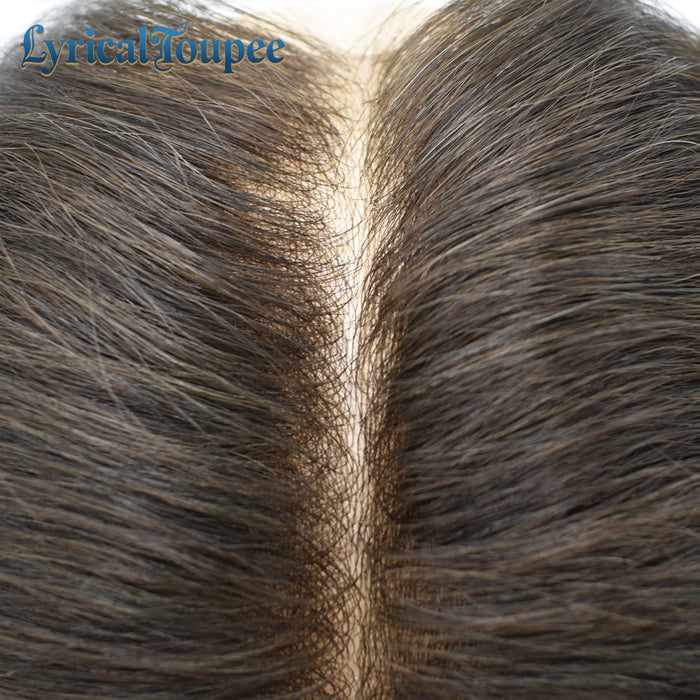 Lyrical Toupee US Stock Pro-Grade Thin Skin Mens Hairpiece 0.06MM V-Looped Natural Hair Toupee for Men