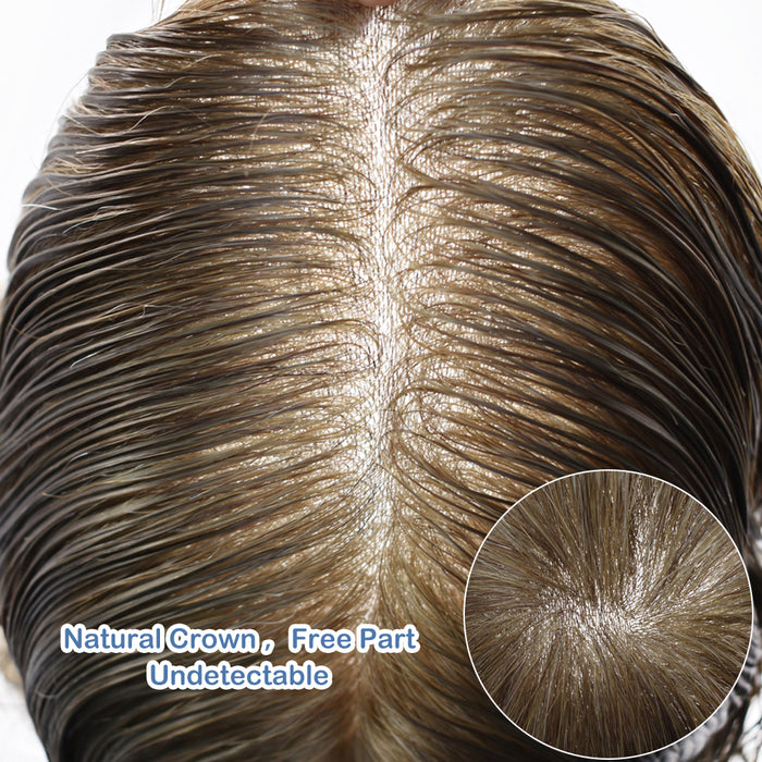 LYRICAL TOUPEE US Stock 0.10mm Thickness Durable Skin Hair System for Men 100% Hand Tied Woven Toupee for Men