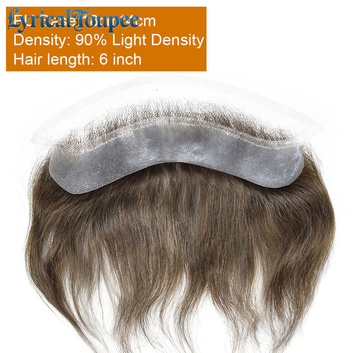 LYRICAL TOUPEE US Stock Mens Frontal Hairpiece Forehead Hairline Toupee French Lace With PU Natural Hairline For Receding Hairline 4X18cm