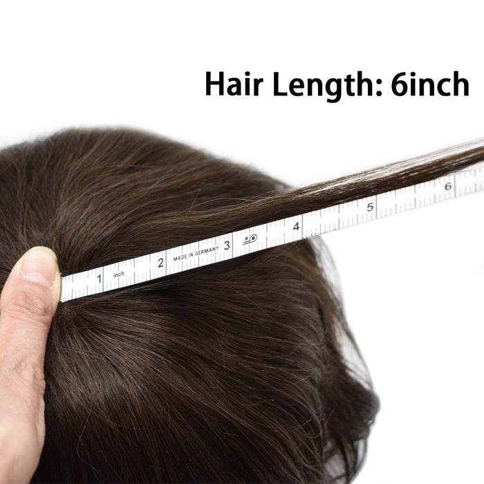 LYRICAL TOUPEE US Stock Mens Frontal Hairpiece Forehead Hairline Toupee French Lace With PU Natural Hairline For Receding Hairline 4X18cm