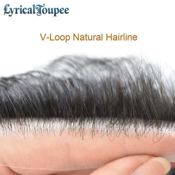 LYRICAL TOUPEE US Stock Men Frontal Hair System V-Looped PU Toupee for Men Natural Hairline Mens Toupee