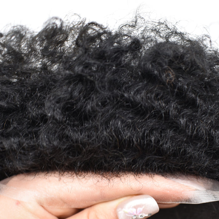 LYRICAL TOUPEE Welded Mono Lace Afro Curly Toupee For Black Men Invisible Full Swiss Super Welded Lace Hair Units for African American Curly Mens Toupee Hairpieces