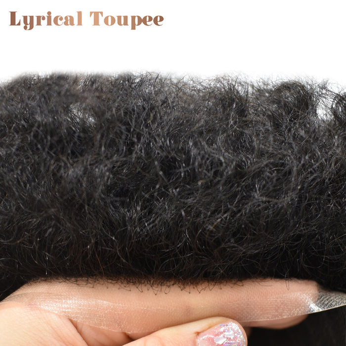 LYRICAL TOUPEE US Stock Afro Curly Toupee For Black Men Full French Lace Hair Units Mens Hairpieces
