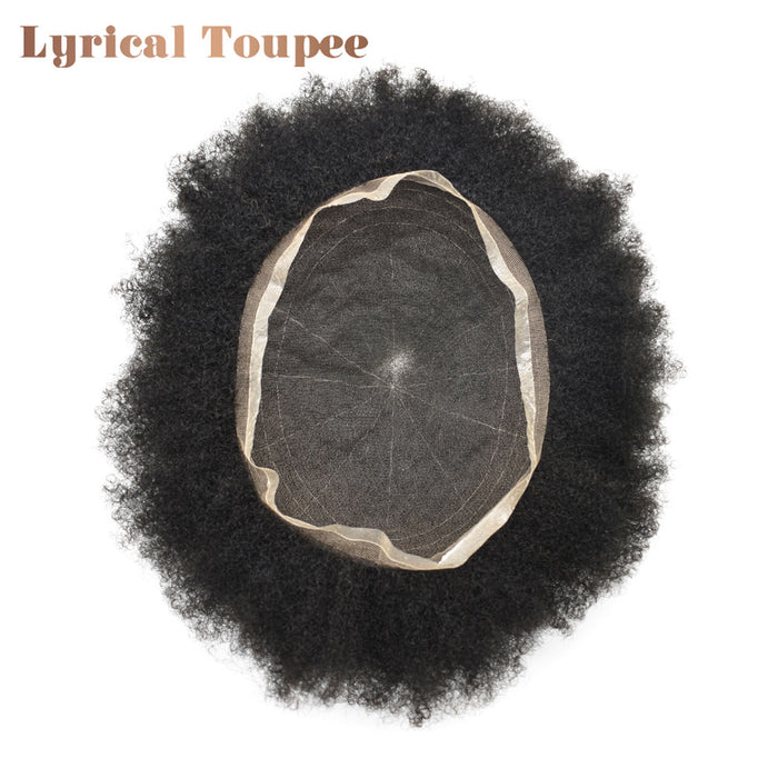 LYRICAL TOUPEE US Stock Afro Curly Toupee For Black Men Full French Lace Hair Units Mens Hairpieces