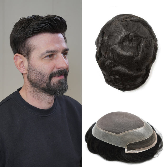 LYRICAL TOUPEE US Stock Mens Toupee Hair Pieces Durable Silk Fine Monofilament Hair Systems For Men