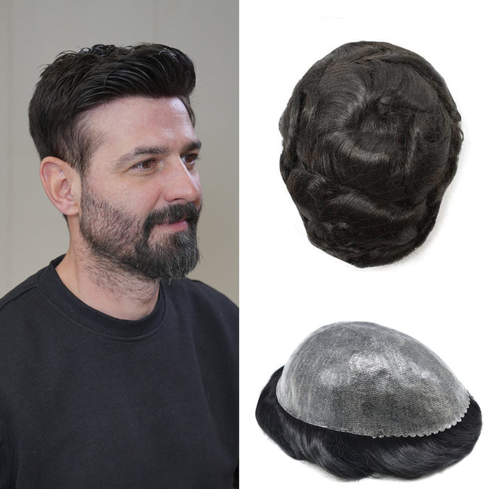 LYRICAL TOUPEE US Stock Toupee for Mens Full PU Injected Human Hairpiece for Men Durable Mens Hair System