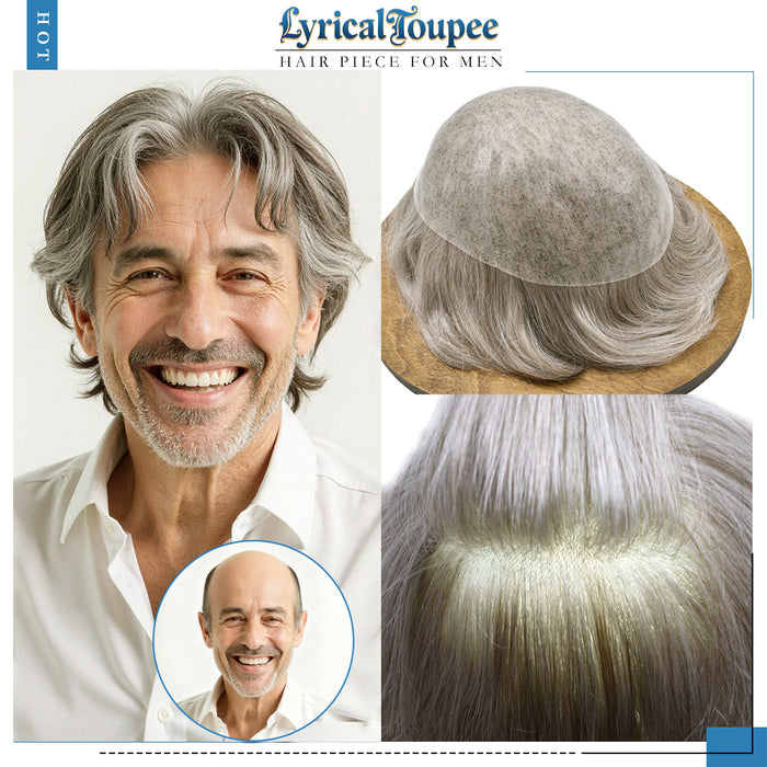 LYRICAL TOUPEE US Stock US Stock 0.10mm Thickness Durable Skin Hair System For Men 100% Hand Tied Woven Toupee for Men