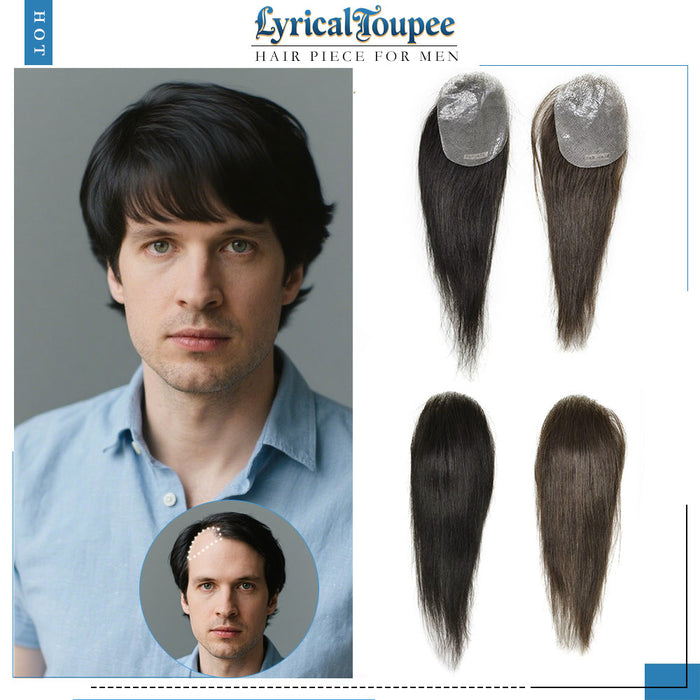 LYRICAL TOUPEE US Stock Bald Spot Human Hair Patch Toupee for Women&Men Full Skin Base V-Looped Hair Replacement 6x8cm