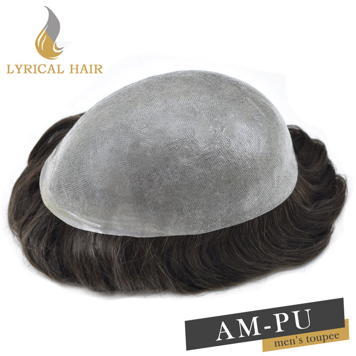 LYRICAL HAIR US Stock US Stock 0.08mm Thickness Durable&Natural Thin Skin Hair System For Men V-Looped Knots Mens Hairpieces Natural Hairline  Toupee for Men